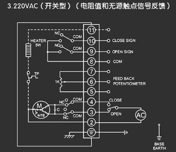 220VAC開關型<a href='http://m.zgyzzw.cn/Product/diefa/diandongdiefa/' target='_blank'>電動<a href='http://m.zgyzzw.cn/Product/diefa/' target='_blank'>蝶閥</a></a>接線圖